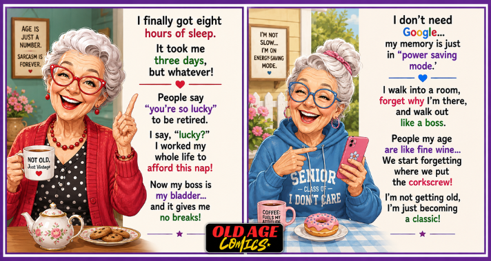 15+ Charming Illustrations About Everyday Life of Swiss Older Women